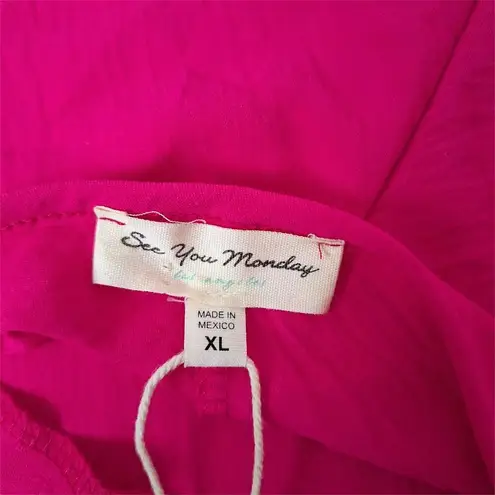 See You Monday Mini Dress Womens XL Barbie Pink Sleeveless Halter Slip NWT