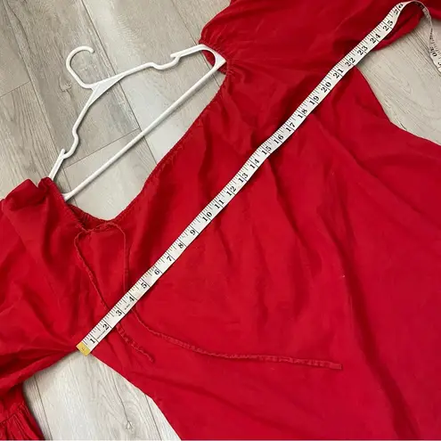 Indah Tunic Blouse flare ruffle sleeve womens Red (small medium) minimalist chic