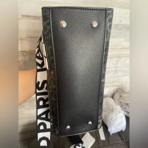 Karl Lagerfeld Paris Mini Tote Leopard Crossbody – Black/Grey