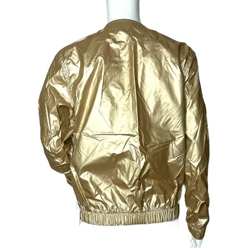 Zella Z by  Women's Shimmer Gold Athletic Jacket Full Zip Black Zipper