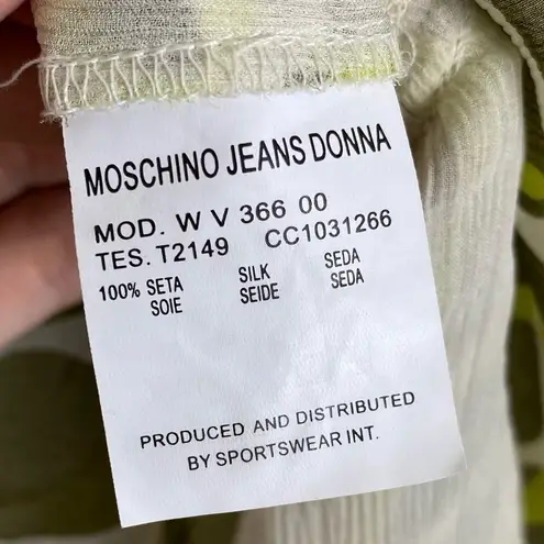 Moschino Jeans Donna Green 100% Silk Midi Dress