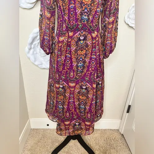 Jessica Simpson Brown & Purple Floral Size 6 High Low Dress