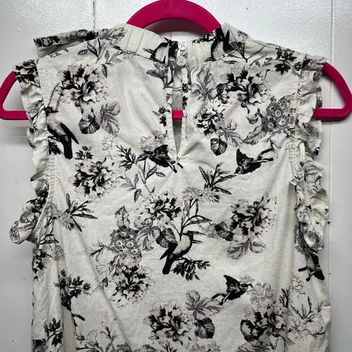 Who What Wear  Linen Blend High Neck Floral Sleeveless Women's Top Size Small