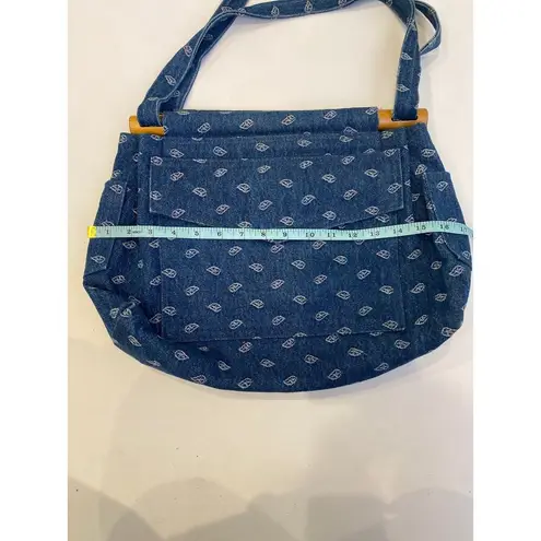 The Original Mouse Housery Denim Handbag Purse Pockets Wood Abstract Vintage