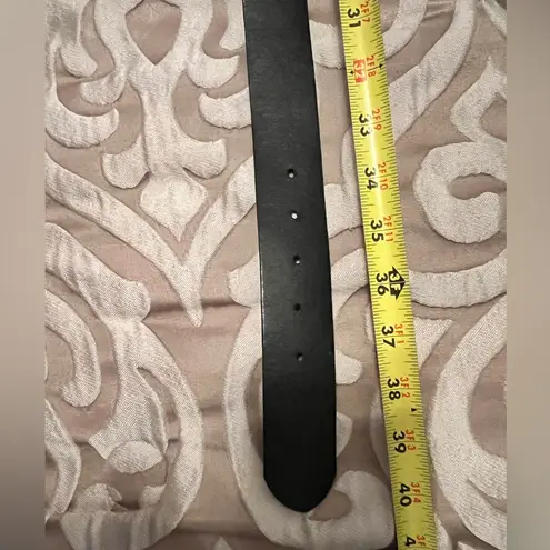 Black Leather Belt Buckle Zebra Calf Hair Rhinestone Gunmetal Cross Size 36 M/L