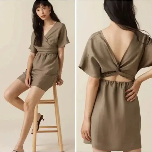 NWT Vetta Convertible Wrap Mini Dress Khaki Green Women’s Size S Tan