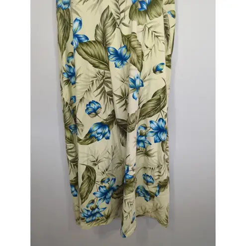 Caribbean Joe Blue Tropical Hawaiian Open Back Halter Midi Dress XL NWT