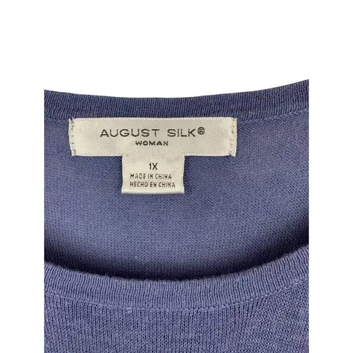 August Silk Womens Blue Sleeveless Top 1X Linen & Viscose Blend