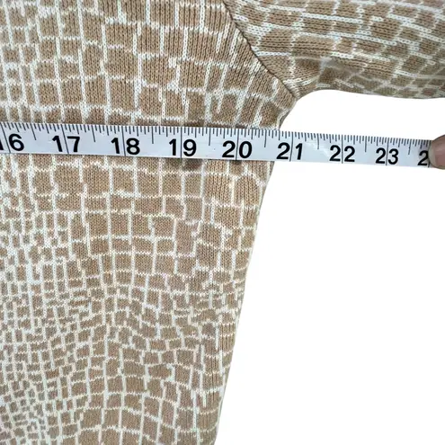 Melody Garden Sweater Jacket M Tan Animal Print Faux Fur Zip Retro Mob Wife Vtg Size M