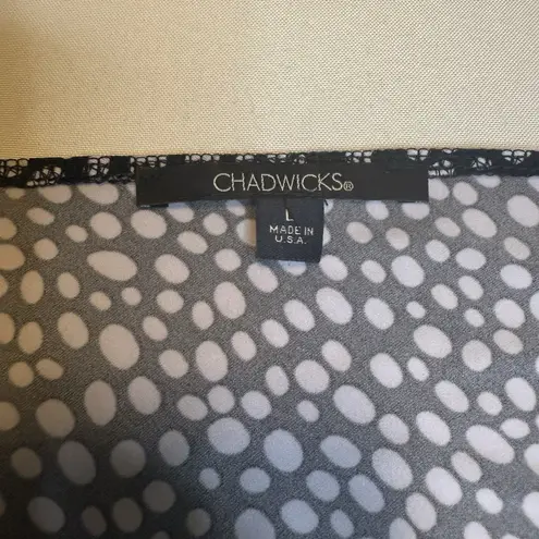 Chadwick's Women's Vintage Navy/White Polka Dot Stretchy A Line Dress. Sz Large