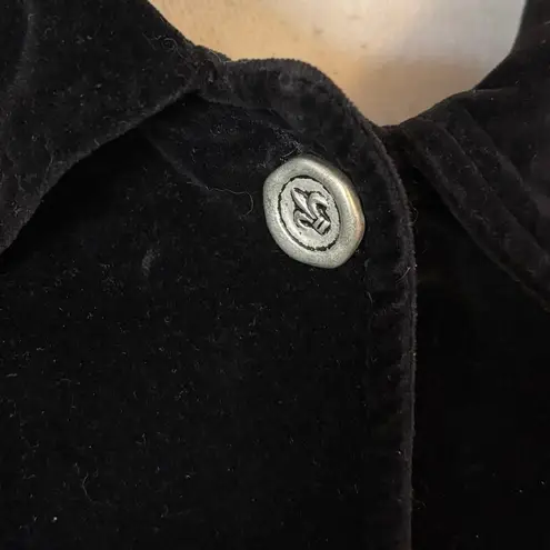 appleseed's Size L Black Velvet Button Front Shacket Shirt Jacket Pockets USA