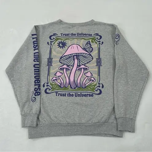 Obsessive Love Trust The Universe Enjoy Nature Gray Pullover Crewneck Sweatshirt