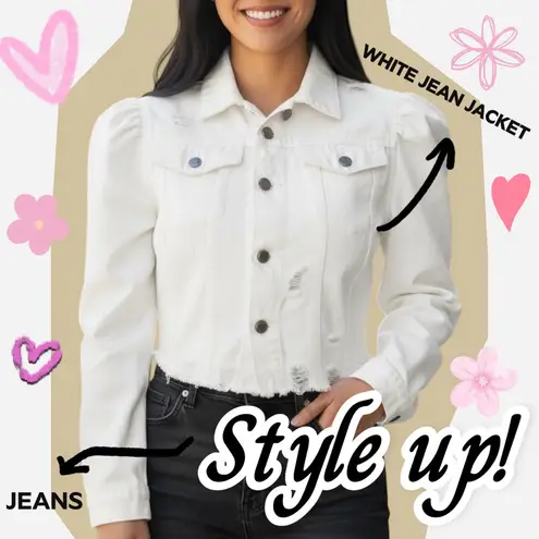 Vibrant Women's White Jean Jacket (936)