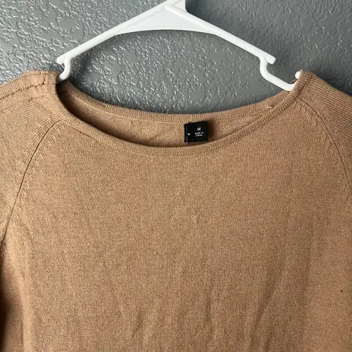 Tan Beige Knit Tunic Sweater Faux Fur Cuffs High