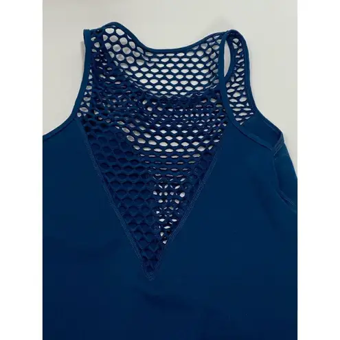 Proflex Women's Mesh Halter Neck Stretch Workout Active Tank Top Blue Size 2