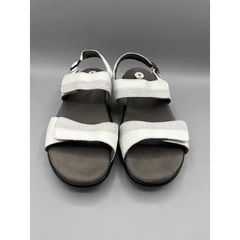 SAS Nudu Sandals Womens 9 WW White Leather Comfort Adjustable Strap Casual Shoes