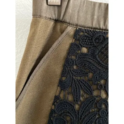 Maeve Anthropologie Olive Black Lace Pencil Skirt