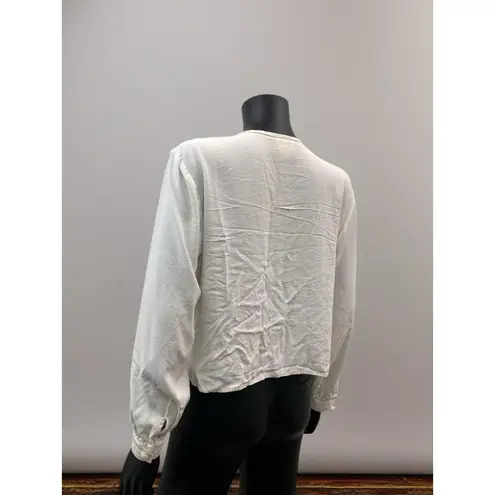 Vintage Envious White Lace Button Blouse Long Sleeve Feminine Top S M Size M