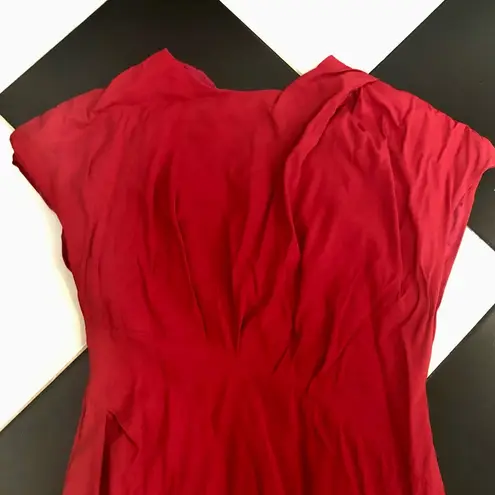 Escada Dress Darla Cherry Red Cerise Cherry Color Lacquer Gathered Detail US 8