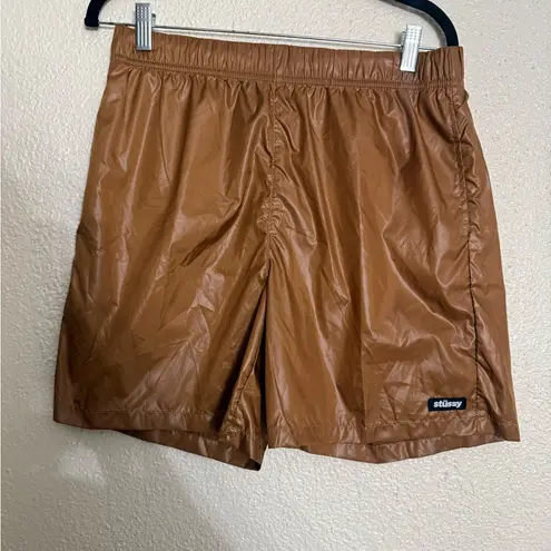 Stüssy Stussy Langley Shiny Baggy Short size medium caramel brown color