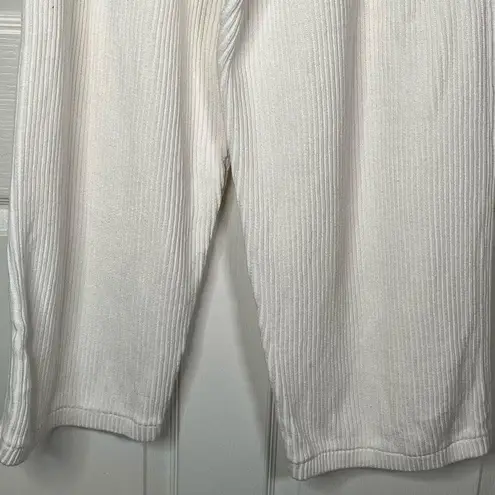 Om & Ah From The Earth Sz L / XL Ribbed Knit Lounge Pants White Wide Leg