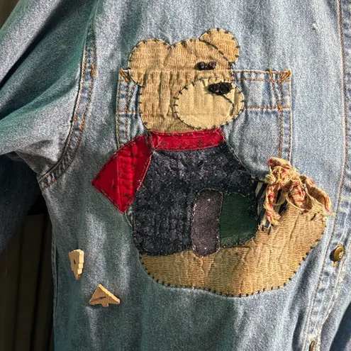 Newton Trading Co. Vintage Blue Denim shirt with Bear and Tree Design Size M