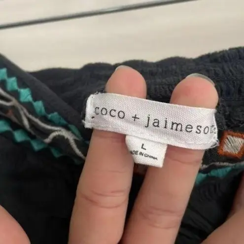 ✅Coco + Jaimeson grey boho ultra short tassel hem stretch shorts embroidered Blue Size L