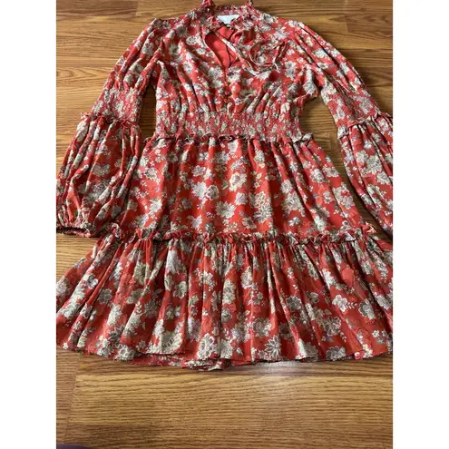 Alexis  orange Rosewell Tiered High-Neck Floral Cocktail Dress size M