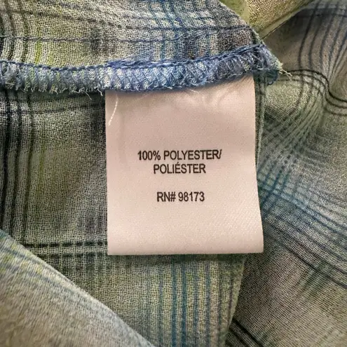 W By Worth blue & green plaid semi-sheer tank top size 0