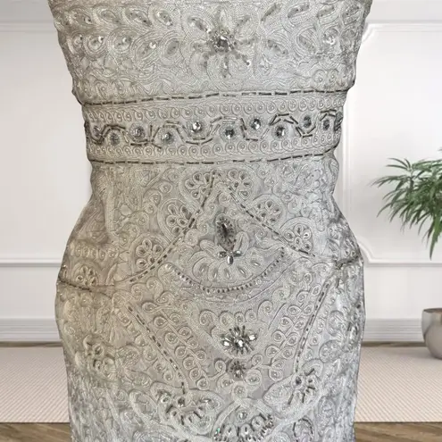 Sue Wong Vintage Beaded Strapless Lace Evening Dress Size 10 NWT