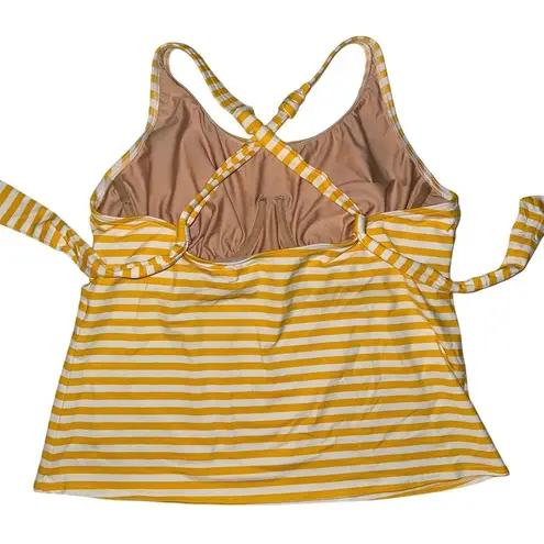 Lands' End Women's Halter Tankini Top Size 14 Yellow Striped Beachwear