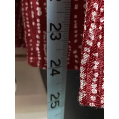 Everleigh Bohemian Deep Red Tiered Ruffle Button Up Blouse Size Small Floral