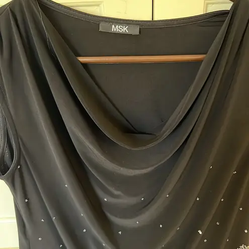 MSK Black Sleeveless Top with Silver Accents Size L