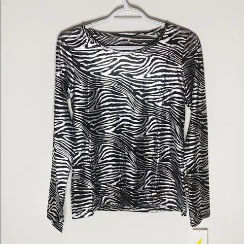 Pheel Peekaboo zebra metallized workout top sz M Size M