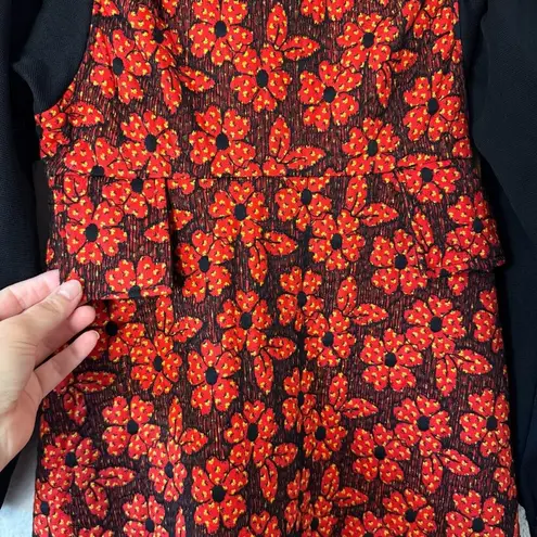 Vintage 60s Rae Dolls Red & Black Long Sleeved Turtleneck Maxi Dress Size Medium