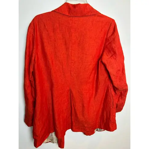 Coldwater Creek Linen Blazer Size 10 Burnt Orange Shorter Length