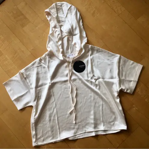 Mittoshop Short-Sleeve Hoodie, Cream, Ivory, Size S