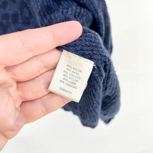 Rebecca Taylor Waffle Knit Leopard Print Blue Long Mini Dress Size Small