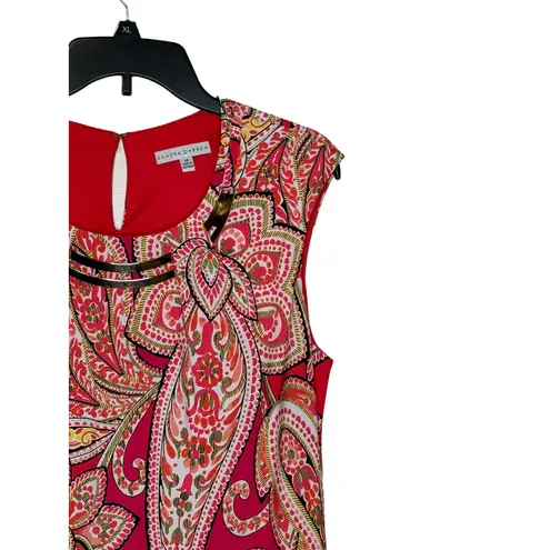 Sandra Darren Womens Dress Bodycon Gold Neck Plate Cap Sleeve Paisley Orange 14