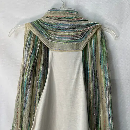 Women's Multicolor Metallic Print Bohemian Fringe Sleeveless Cardigan One Size Size undefined