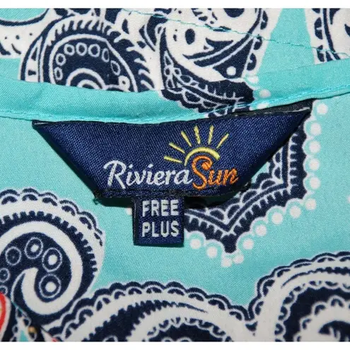 Riviera Sun Caftan Patio Dress Colorful Studded Size Free Plus Paisleys V