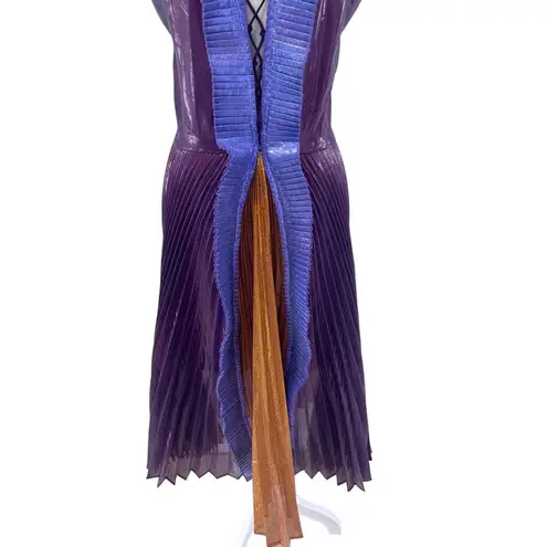 Delfi Collective Metallic purple block color Lace Up Dress medium made in USA