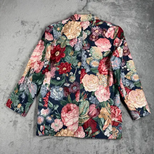 Hamilton Floral Tapestry Blazer Womens M Multicolor Cottagecore Vintage USA Blue Size M