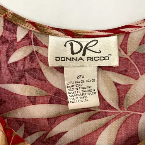 Donna Ricco DR floral leaves sundress rayon red summer dress women's 22W