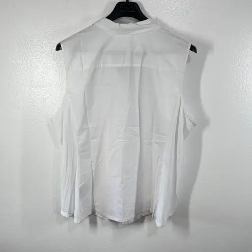 Avenue Women's Sleeveless White Button Up Shirt Top 30/32 Plus Size NWT $50