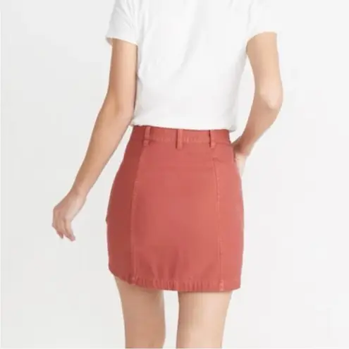 Marine layer  Avery Mini Button Up Skirt, Brick Red/Salmon - Image 5