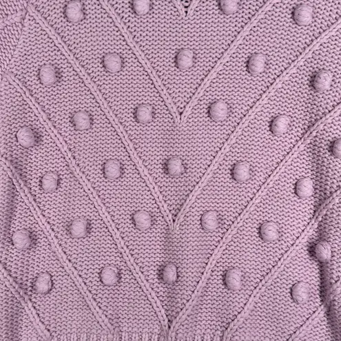 English Factory Lilac Pom Pom Puff Sleeve Sweater Women M Textured Popcorn Knit