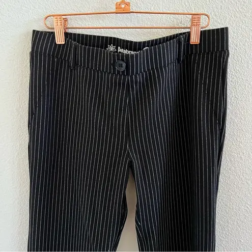 Betabrand Dress Pant Yoga Pants Vertical Stripe Black and Gray M