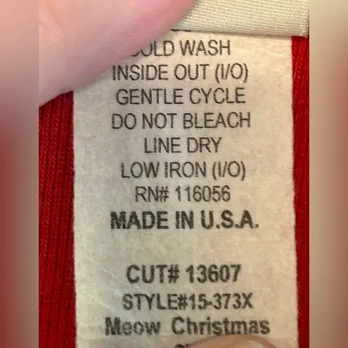 VTG 90s Jess & Jane festive whimsical artsy Christmas cats meow ornaments top 1X Red