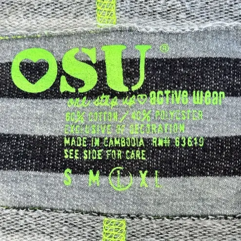 One Step Up Pullover Sweater Womens Size L Gray Black Striped Drop Shoulder Size L